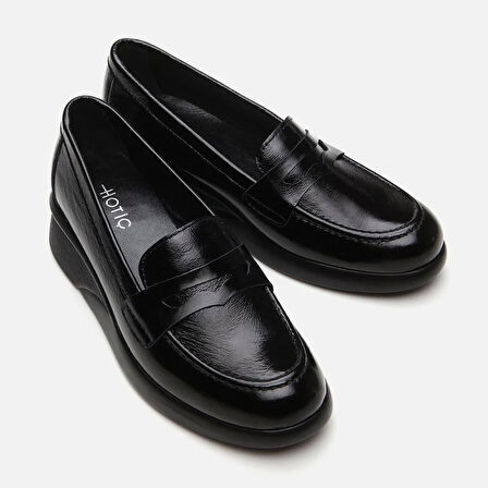 Hakiki Deri Siyah Kadın Loafer