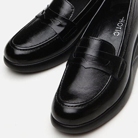 Hakiki Deri Siyah Kadın Loafer