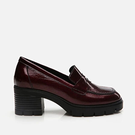 Hakiki Deri Bordo Kadın Loafer
