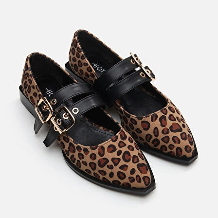 Mary Jane Leopar Desenli Kadın Loafer