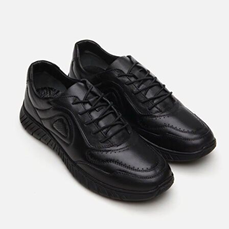 Hakiki Deri Siyah Erkek Spor Ayakkabı