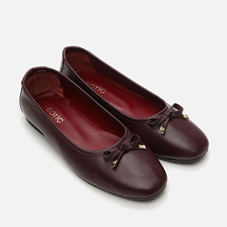 Hakiki Deri Bordo Kadın Babet