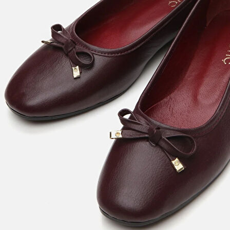 Hakiki Deri Bordo Kadın Babet