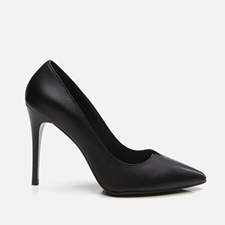 Hakiki Deri Siyah Kadın Stiletto