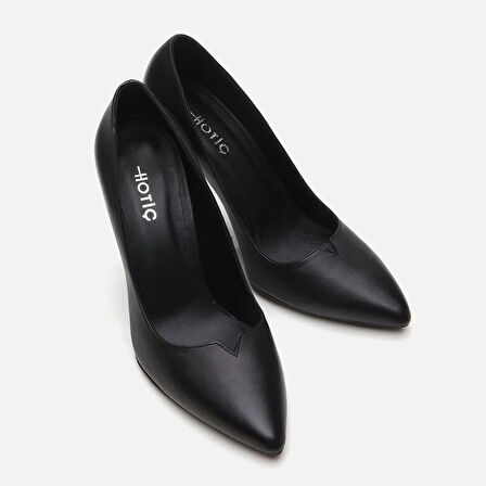 Hakiki Deri Siyah Kadın Stiletto