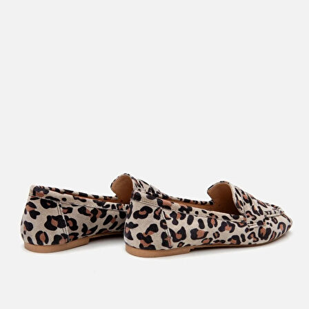 Hakiki Deri Leopar Kadın Loafer