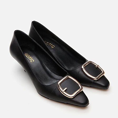 Hakiki Deri Siyah Kadın Stiletto