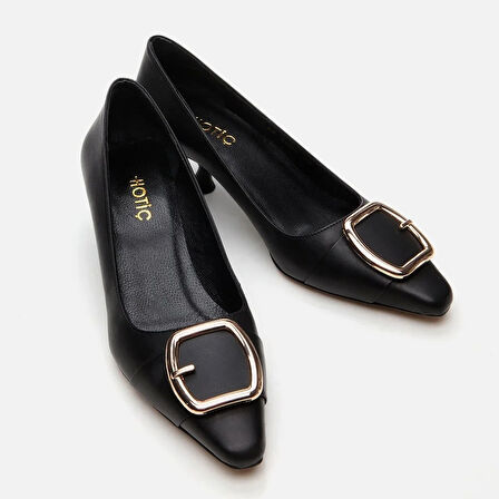 Hakiki Deri Siyah Kadın Stiletto