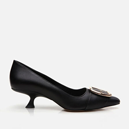 Hakiki Deri Siyah Kadın Stiletto