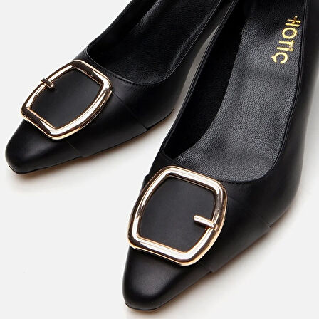 Hakiki Deri Siyah Kadın Stiletto