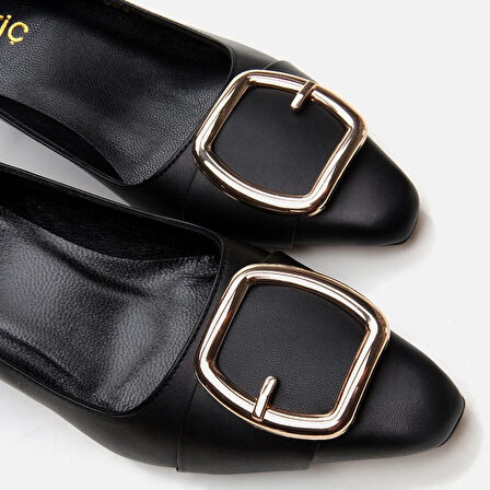 Hakiki Deri Siyah Kadın Stiletto
