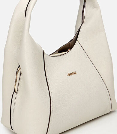 Kadın Deri Ekru Omuz Çantası