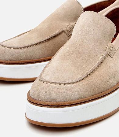 Erkek Süet Deri Bej Loafer