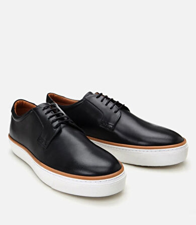 Erkek Deri Siyah Hafif Tabanlı Günlük Ayakkabı