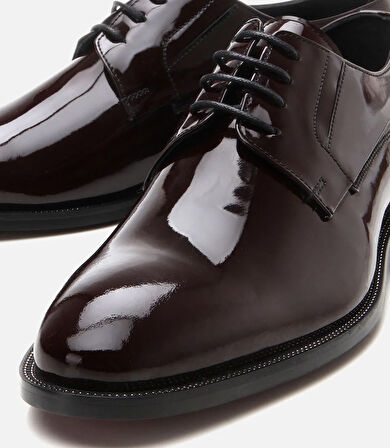 Erkek Rugan Deri Bordo Şık Klasik Ayakkabı