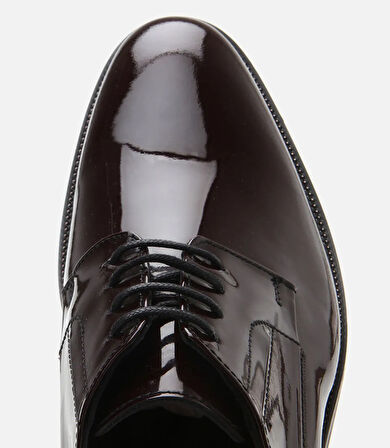 Erkek Rugan Deri Bordo Şık Klasik Ayakkabı