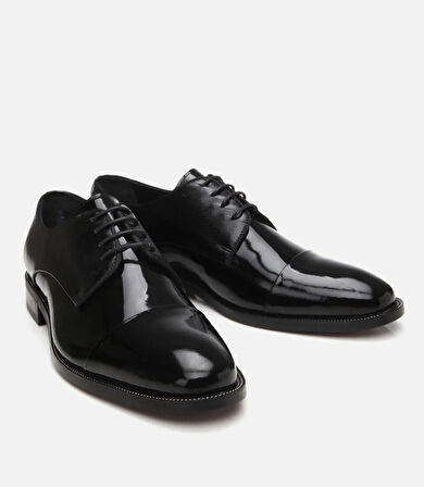 Erkek Rugan Deri Siyah Şık Klasik Ayakkabı