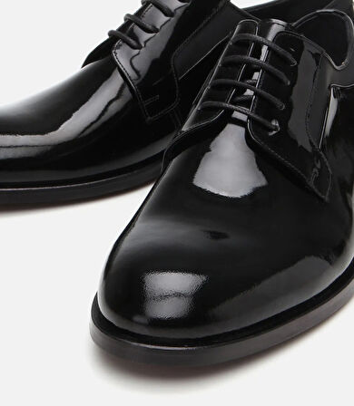 Erkek Rugan Deri Siyah Şık Klasik Ayakkabı