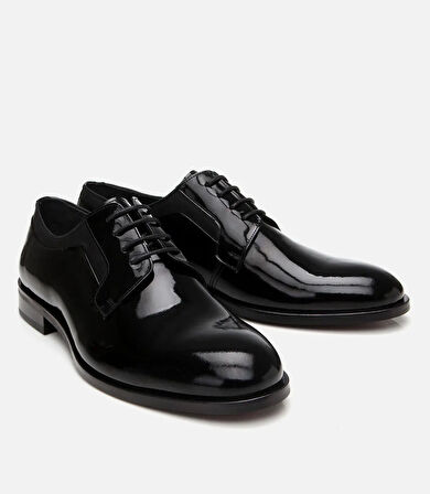 Erkek Rugan Deri Siyah Şık Klasik Ayakkabı