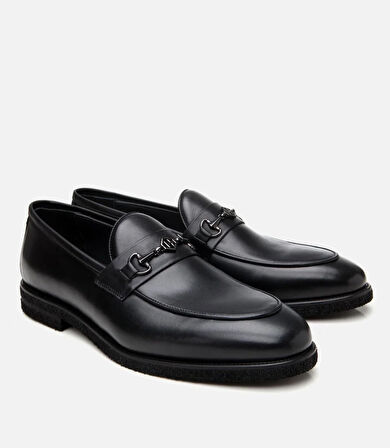 Erkek Deri Siyah Hafif Tabanlı Klasik Loafer