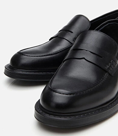 Erkek Deri Siyah Ultra Hafif Tabanlı Klasik Loafer