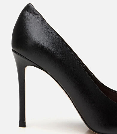 Kadın Deri Siyah İnce Topuklu Stiletto