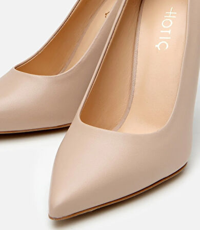 Kadın Deri Bej İnce Topuklu Stiletto