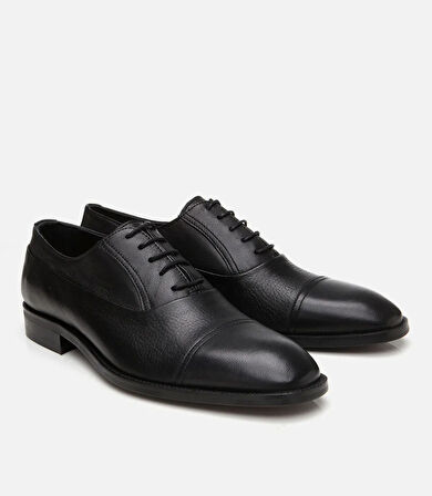 Erkek Deri Siyah Bağcıklı Şık Klasik Ayakkabı