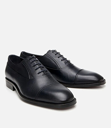 Erkek Deri Lacivert Bağcıklı Şık Klasik Ayakkabı