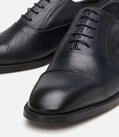 Erkek Deri Lacivert Bağcıklı Şık Klasik Ayakkabı