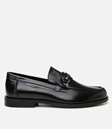 Erkek Deri Siyah Toka Detaylı Klasik Loafer