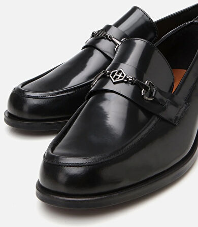 Erkek Deri Siyah Toka Detaylı Klasik Loafer