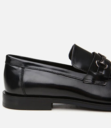 Erkek Deri Siyah Toka Detaylı Klasik Loafer
