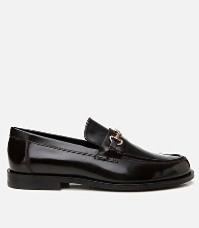 Erkek Deri Bordo Toka Detaylı Klasik Loafer
