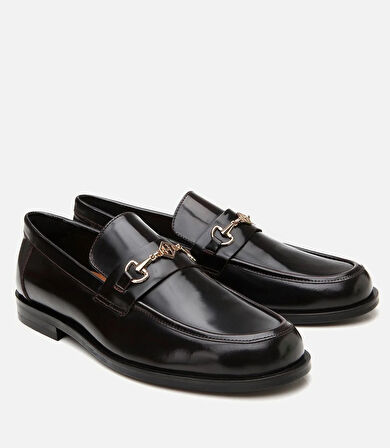 Erkek Deri Bordo Toka Detaylı Klasik Loafer