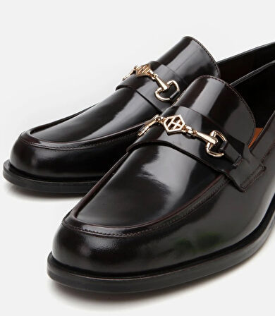 Erkek Deri Bordo Toka Detaylı Klasik Loafer