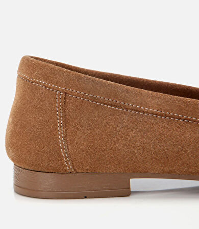 Kadın Süet Deri Taba Tokalı Klasik Loafer