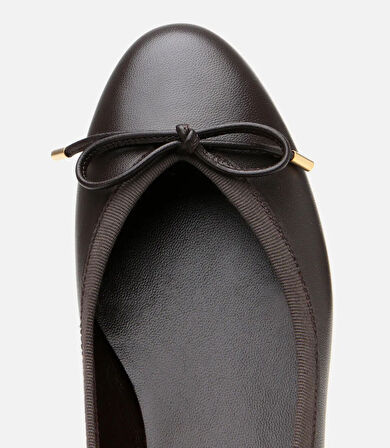 Kadın Deri Kahve Topuk Detaylı Babet