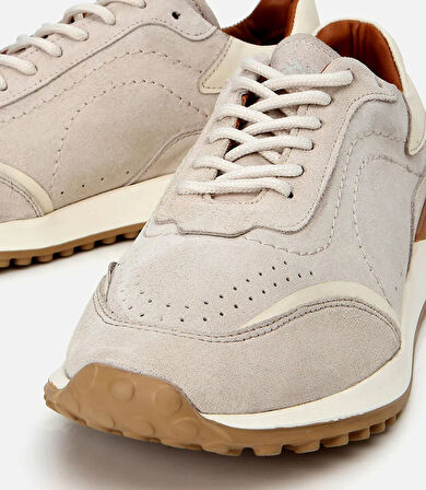 Erkek Süet Deri Bej Ultra Hafif Tabanlı Spor Ayakkabı