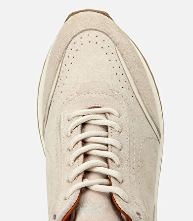 Erkek Süet Deri Bej Ultra Hafif Tabanlı Spor Ayakkabı