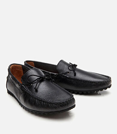 Erkek Deri Siyah Esnek Tabanlı Günlük Loafer
