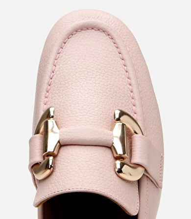Kadın Deri Pembe Tokalı Loafer