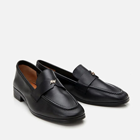 Hakiki Deri Siyah Kadın Loafer