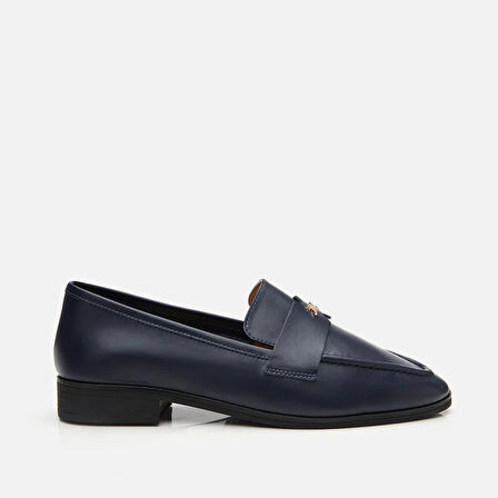 Hakiki Deri Lacivert Kadın Loafer