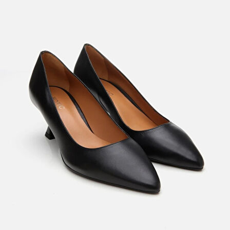 Hakiki Deri Siyah Kadın Stiletto