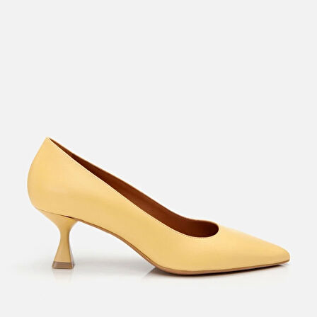 Hakiki Deri Sarı Kadın Stiletto