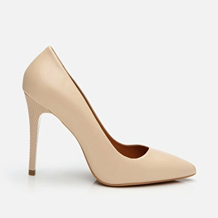 Kadın Deri Pudra Yüksek Topuklu Stiletto