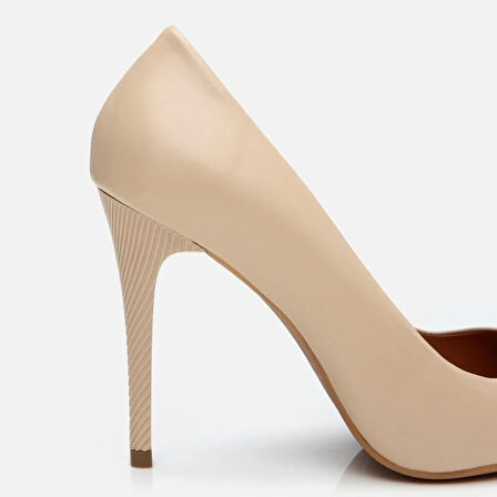 Kadın Deri Pudra Yüksek Topuklu Stiletto
