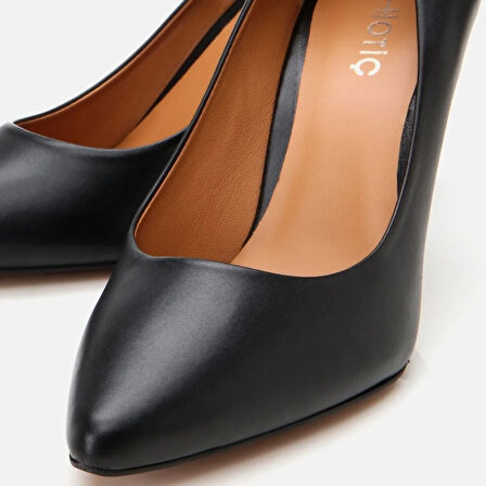 Hakiki Deri Siyah Kadın Stiletto