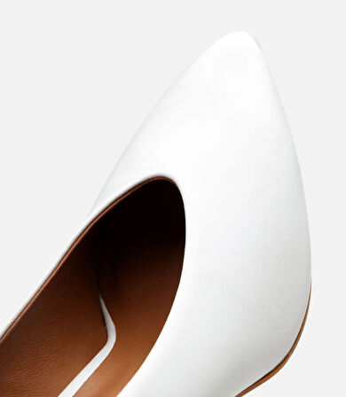 Kadın Deri Ekru Zincir Detaylı Stiletto